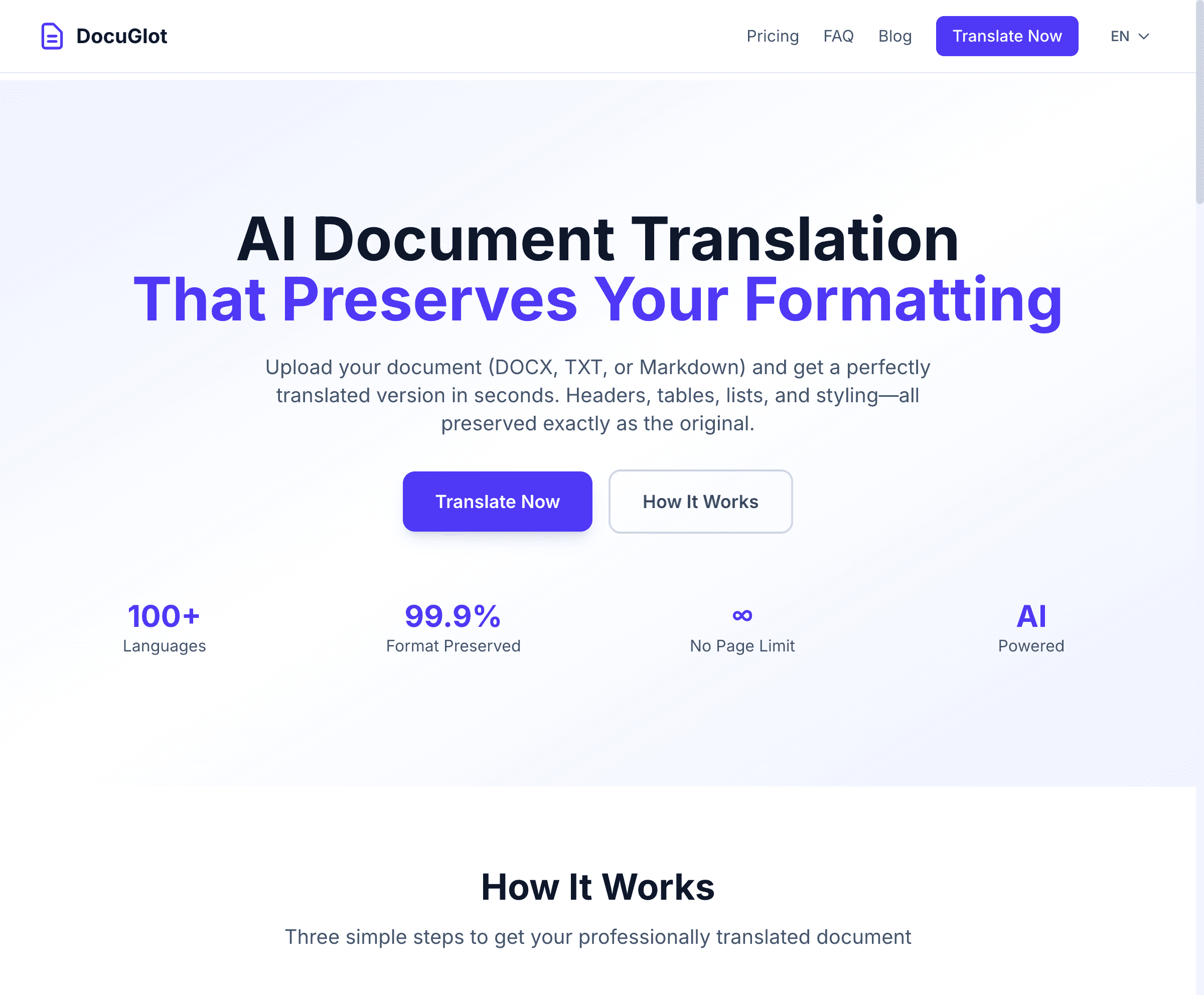 DocuGlot — AI document translation web app that keeps formatting