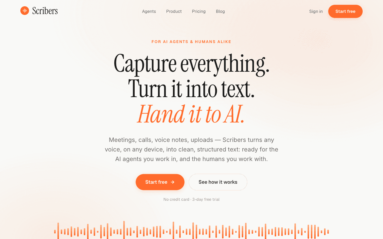 Scribers — voice-to-text transcription for meetings, calls and notes