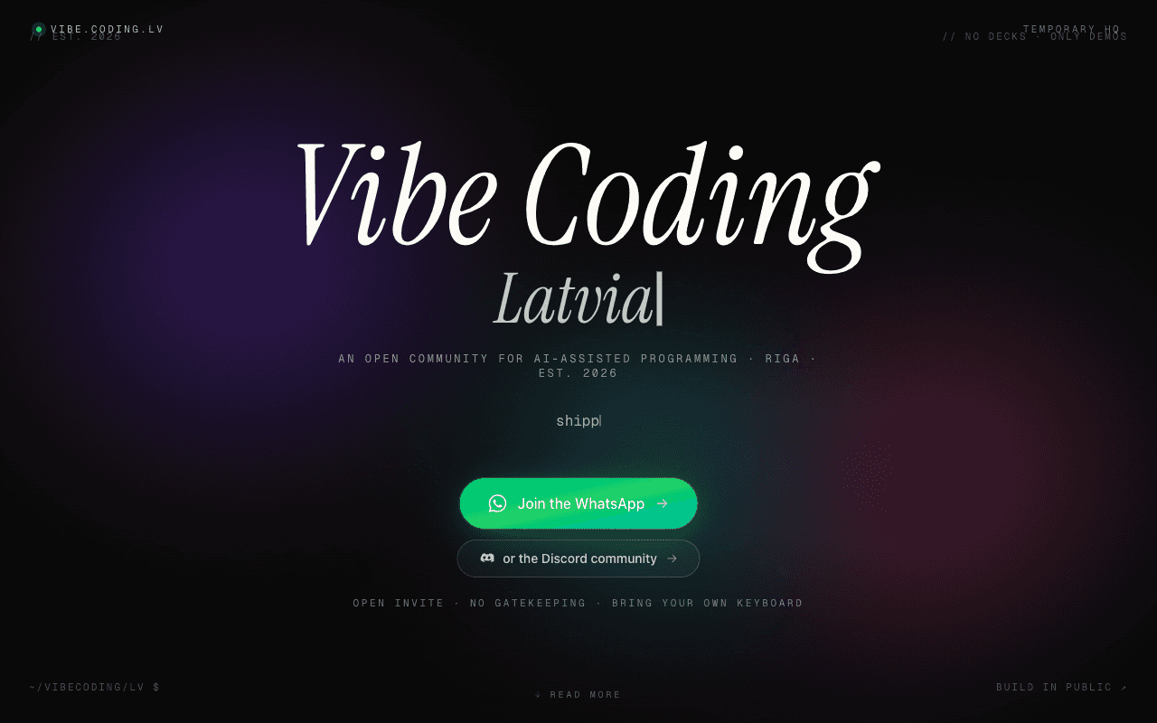 VibeCoding Latvia — open AI-assisted programming community in Rīga