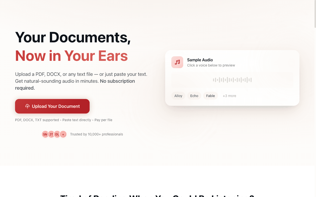 VoiceMyFile — turn PDF, DOCX or text into natural-sounding audio